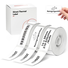 NIIMBOT D11 Label Maker Tape D110 Labels 3Rolls, Self-Adhesive Labeling Tape Replacement 0.55" X 1.18" (14 X 30mm) Thermal Label Refills for Home Office, 630 Labels/3Rolls, White