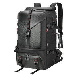 SWICKY Travel Laptop black backpack 50L ，carry on Flight Approved Luggage Hand Water-resistant Lightweight Business Rucksack，Durable Large big Weekender Bag Daypack Fits 17.3 Inch Laptop