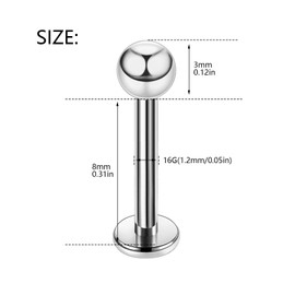 22PCS 16g Stainless Steel Lip Rings Set - Perfect for Lip, Tragus, Cartilage, and Helix Piercings, Includes Different Post Lengths 6-12mm. Get Stylish with Surface and Vertical Labret Jewelry, Helix Piercings (post length 8mm)