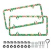 Elegant Faux Floral License Plate Frame - Unobstructed Narrow-Edge 2