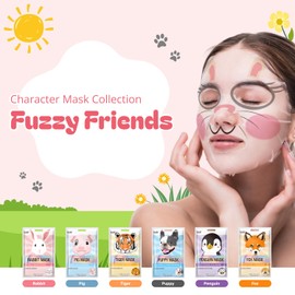 Epielle Character Face Mask Fuzzy Friends 12 Pack, Fun & Effective Korean Skin Care, Spa Party Favors, Stocking Stuffers, Birthday Gifts for Women, Self Care Gifts