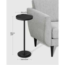 CHOEZON Round Side Table, Small Drink Table for Small Spaces, Pedestal Cocktail Couch Sofa Partner, Thickened Base, for Living Room, Bedroom, Office, Black TBZ30BB