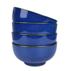 Bosmarlin Ceramic Soup Bowl Set of 4, 24 Oz, Cereal Bowl for Oatmeal, Dishwasher and Microwave Safe (5.75 Inches, Royal blue)