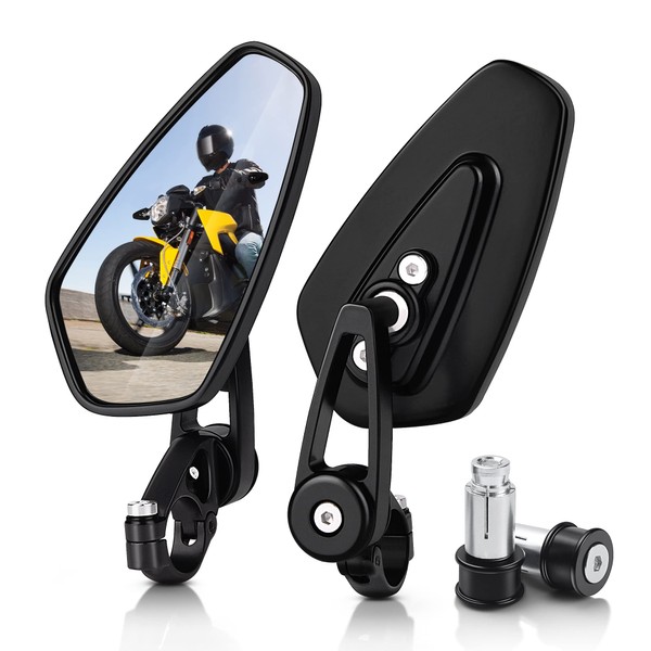 MICTUNING Motorcycle Mirrors - 7/8" (22mm) Bar End Rear View