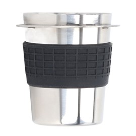 58mm Stainless Steel Coffee Dosing Cup Coffee Machine Handle Receiving Powder Cup with Silicone Ring Stainless Steel Color