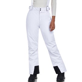 Women's Ski Pants Insulated Snow Pants Winter Warm Detachable Suspender Outdoor Waterproof Snowboard Pants Bibs(White,2XL)