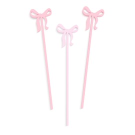 The Cotton & Canvas Co. Coquette Bow Acrylic Drink Stirrers, Cocktail Stick, Swizzle Stick, Girl's Birthday, Bridal Shower, Baby Shower, Pink Bow Party Decor, Tutu Birthday, Teen, Sweet 16