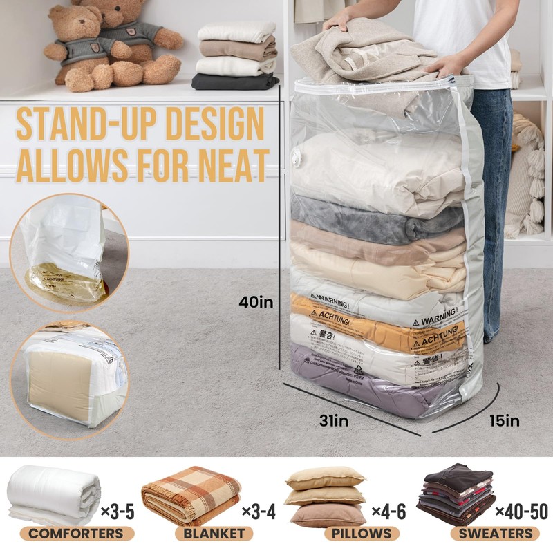 TAILI 10 Pack Vacuum Storage Bags, Jumbo Cube Space Saver