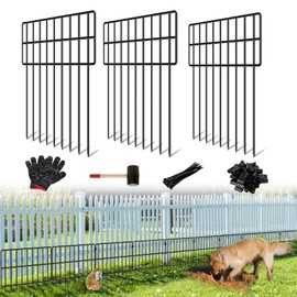 Penworm 30 Panels Garden Animal Barrier Fence, 12in(H) x 32.5ft(L) No Dig Decorative Fence, 1.2in Spike Spacing Rustproof Metal Garden Fence Border for Dogs Rabbits, Bottom Blocker for Outdoor Yard