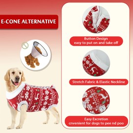 Hipet Dog Surgical Recovery Suit for Abdominal Wounds or Skin Diseases Christmas Dog Onesie for Surgery E-Collar & Cone Alternative Anti-Biting Lick Wound