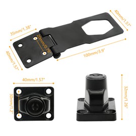 Kyuionty 2Pcs Keyed Hasp Locks 4 Inch Twist Knob Keyed Locking Hasp, Metal Safety Hasp Latches Keyed Different for Small Doors, Cabinets (Black)