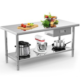 YITAHOME NSF Stainless Steel Table with Drawer, 72" X 24" Work Table with Drawer, Metal Table Prep Table for Home Kitchen Restaurant Garage Warehouse