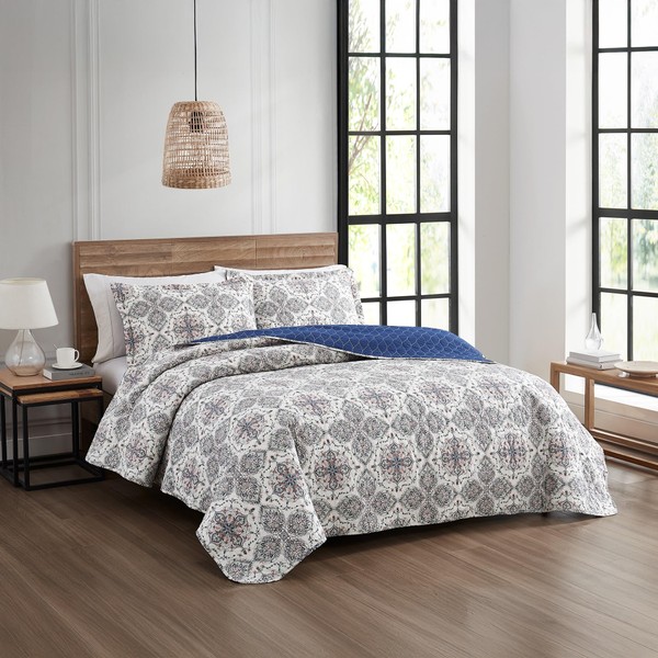 Modern Threads Soren 3-Piece Multicolor Medallion Quilt Set, Soft Lightweight