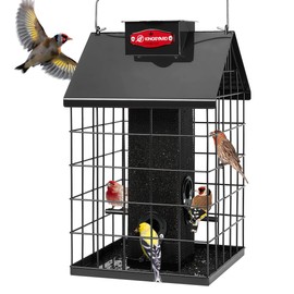 Kingsyard Squirrel Proof Bird Feeder, Metal Mesh Bird Feeders for Outdoors Hanging, 4 Ports Wild Bird Feeders Weatherproof, 2-1/2 lbs Large Capacity Tube Bird Feeder for Finch Cardinal Chickadee