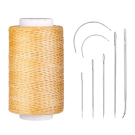 250M Waxed Thread, 150D Sewing Cord, Leather Needles - Upholstery Repair Kit for Bookbinding, Shoe Repairing, Leather Projects - Natural Colour