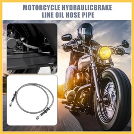 REPAIROCK 100cm 39.37" Length 10mm ID Motorcycle Hydraulic Brake Line Oil Hose Pipe 0° Stainless Steel Braided Cable for ATV Motocross Sport Bikes Silver Tone Auto Replacement Parts