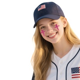 Pink Sports Eye Black Temporary Tattoos, Smudgeproof EyeBlack Sticker for Football Baseball Softball Lacrosse Themed Birthday Party Supplies (48Pairs)