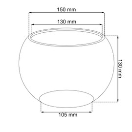 Ceramic Flower Pot Unique Sphere Hand-Painted Diameter 150 mm Brown with Saucer