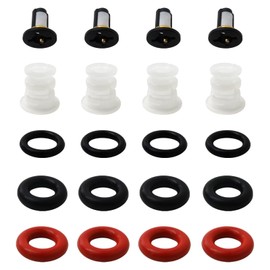 Premium Fuel Injector Rebuild Kit w/O-rings Filters Seals Caps Fit for Honda Civic Si Hatchback 2-Door 2.0L 1998CC 122Cu. In. l4 2002 2003 2004 2005