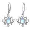 Lotus Dangle Earrings Sterling Silver Moonstone Earrings Lotus Jewellery Gifts