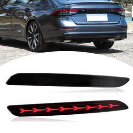 BINQIGOO Full LED Rear Bumper Reflector Tail Lights fit for 2023-2024 Honda Accord Daytime Running Light Turn Signal Brake Fog Lamps (REAR BUMPER LIGHT(SMOKED))