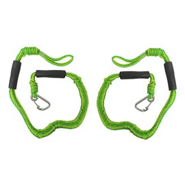 4 Feet Bungee Dock Line Mooring Rope 2-Pack for Docking with Stainless Steel Clip Accessories for Boats PWC, for Kayak SeaDoo Yamaha WaveRunner Kawasaki Jet Ski Pontoon, Green Nylon