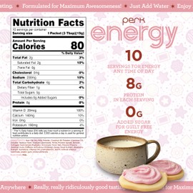 Perk Energy Original Sugar Cookie Flavored Drink Powder (10 Servings Stickpack) - Gluten-Free, Peanut-Free, Soy-Free