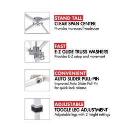 E-Z UP Envoy Outdoor Canopy Pop Up Tent, 10' x 10', Roller Bag, 4-Piece Spike Set, Recreational Grade, Royal Blue Top