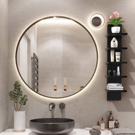 Bloddream 5 Tier Wall Shelves Black, Vertical Column Shelf Floating Storage Home Decor Organizer Design Utility Shelving Bedroom Living Room, 30.7