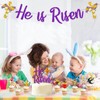 Purple Glitter He is Risen banner, Jesus Easter Garland Banner