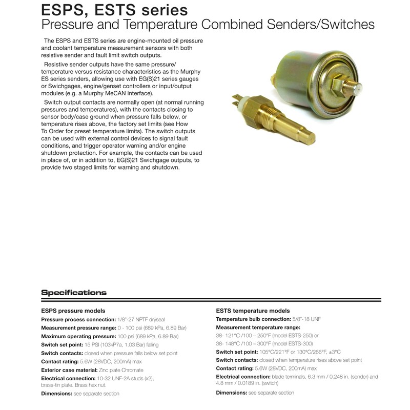 Murphy by Enovation Controls EST-250/300-X Temperature Sender (10704691)