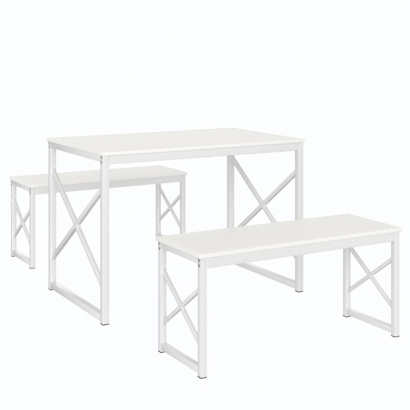 VECELO Wood Dining Table Set for 4 with Bench Kitchen