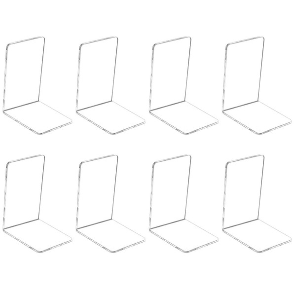 Zohadtak 8 Pieces Book Ends, Acrylic Bookends, Non-Skid Book End,