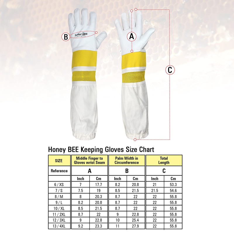 SAFTA Premium Quality Cowhide Beekeeping Gloves, Bee keepers Gloves for