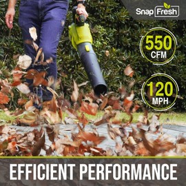 SnapFresh SnapFresh Cordless Leaf Blower - 550CFM Electric Leaf Blower Cordless with 4.0 Ah Battery and Fast Charger - 20V Lightweight Leaf Blower for Yard and Garden, Battery Operated Blower for Lawn Care