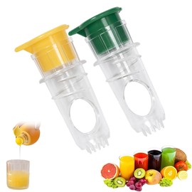 Lemon Squeezer with Screw Cap, Lemon Squeezer, Pack of 2 Manual Citrus Juicers with Lid and Integrated Filter, Lemon Squeezer, Lemon Squeezer Small (Yellow and Green)