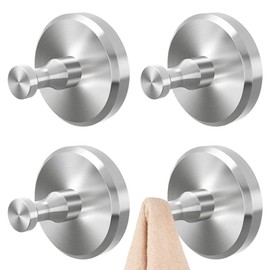 MIUUIPI 4 Stück Saugnapf Haken, Belastbar 5kg, Handtuchhaken ohne Bohren, Klebehaken edelstahl, Badezimmerhaken, Wasserdicht und Sostfrei, Saughaken Extra Stark für Bad, Küche Silber