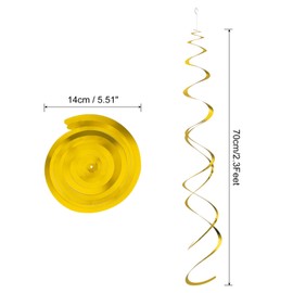 MECCANIXITY 30 Pcs Gold Party Hanging Swirls Double Strip Hanging Decorations Foil Swirling Hanging Plastic Ceiling Streamers Party Decorations for Birthday Party with Hang Tag Hook