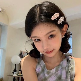 MISS MUMU Hair Accessories, Hair Clip, Ribbon Clip, Silver Hair Ornament, Ribbon Pin, Hair Arrangement, Barrette, Hair Pin, For Women and Children, For Photography, Weddings, School, Parties, Cute