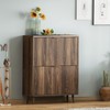 QIVOMIX Shoe Cabinet Storage,Modern Freestanding Organizer with 2 Flip Drawers,Narrow