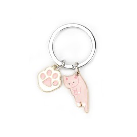 SHTALHST Cat Keychain, Cat Tax Keychain with Paw Pendant for Women, Pink Kitty Gift for Friends Bestie