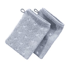 Möve Quadretti Walk Terry Wash Mitt Silver 15 x 20 cm Pack of 2