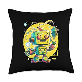 Robot Designs by Fasaza Science Coding Robots Kids Toddler Boys Girls Throw Pillow, 18x18, Multicolor