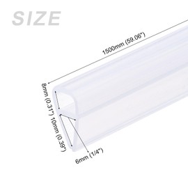 METALLIXITY U-Type Seal Strip (59.06" Long, for 1/4" Glass) 1pcs, Silicone Frameless Shower Door Bottom Seal - for Furniture Repair Door, Translucent