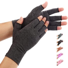 Duerer Duerer Arthritis Compression Gloves Women Men for RSI, Carpal Tunnel, Rheumatiod, Tendonitis, Fingerless Gloves for Computer Typing and Dailywork (Black, L)