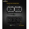 PARTSam Headlight Housing Base with H4 Plugs Wire Harnesses Stainless