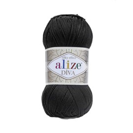 Hand Knitting Yarn 100% Microfiber Acrylic Yarn Alize Diva Silk Effect Crochet Arts Lace Craft 4 Balls 400g 1500m Colour 60 Black