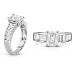 Chamonix jewelry Womens Silver Plated Emerald Cut Style Engagement Ring- Continuous Emerald Cut Stones Running Along the band Of the Ring (8)