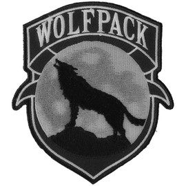 Wolfpack Patch Wolf Howling Moon Silhouette - 4x3.6 inch. Embroidered Iron on Patch