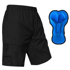 EZRUN Pantalones cortos de ciclismo de montaña acolchados 3D para hombre, ligeros, MTB (negro, S)